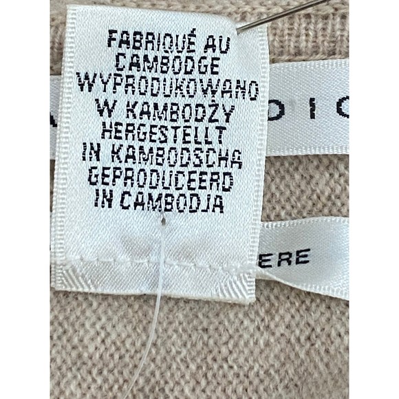 Max Studio women Beige hissed 100% 2-Ply cashmere Hooded V neck sweater size M - Picture 8 of 12